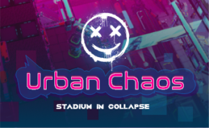 Logo for Urban Chaos: Stadium in Collapse, an immersive action game set on an interactive wall in a ruined stadium