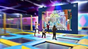 Installation de trampoline interactif avec mur interactif